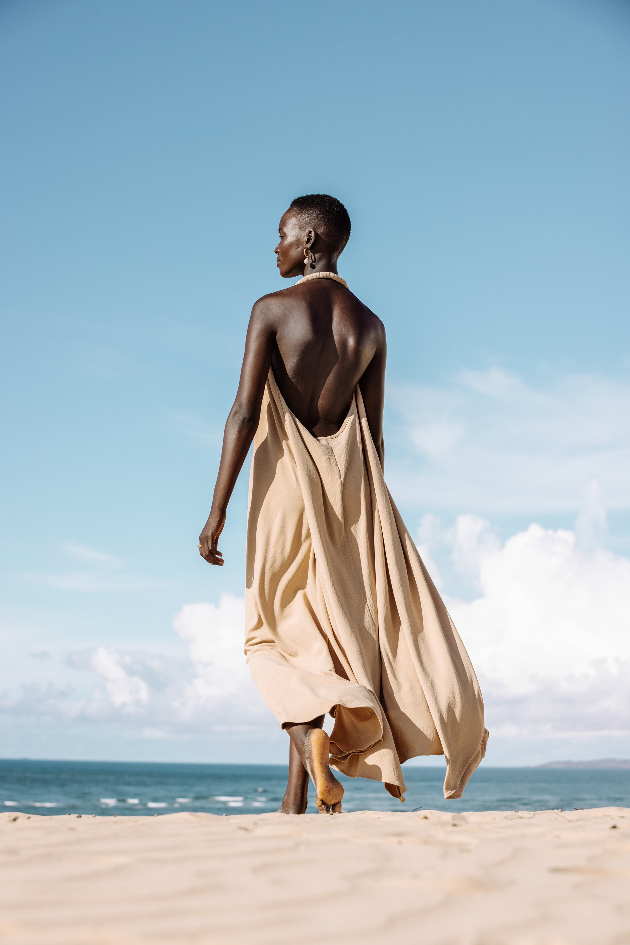 beautiful beach maxi dresses Beige Check Gili Maxi Dress | Quiet Luxury Cotton | Nantucket, Hamptons, Palm Beach & Beach Vacation Outfits main image 1