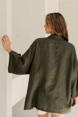 ELORA LINEN SHIRT OLIVE GREEN