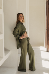 CLAIRE OVERSIZED LINEN SHIRT OLIVE
