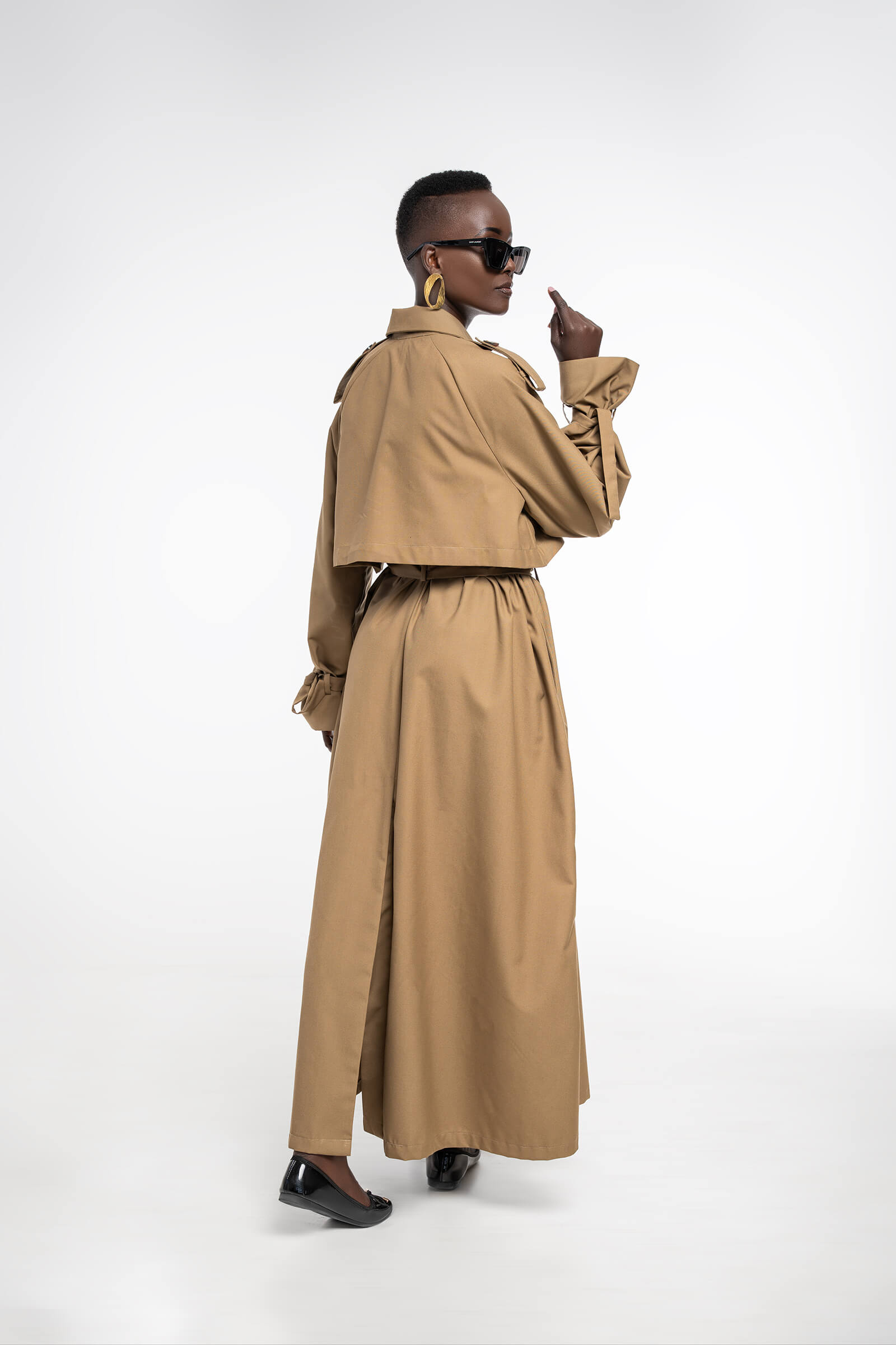 KAIA LONG TRENCH COAT - BEIGE
