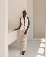 SUNRAY CROCHET SKIRT - BEIGE