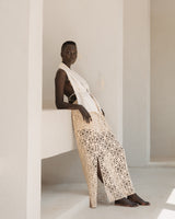 SUNRAY CROCHET SKIRT - BEIGE