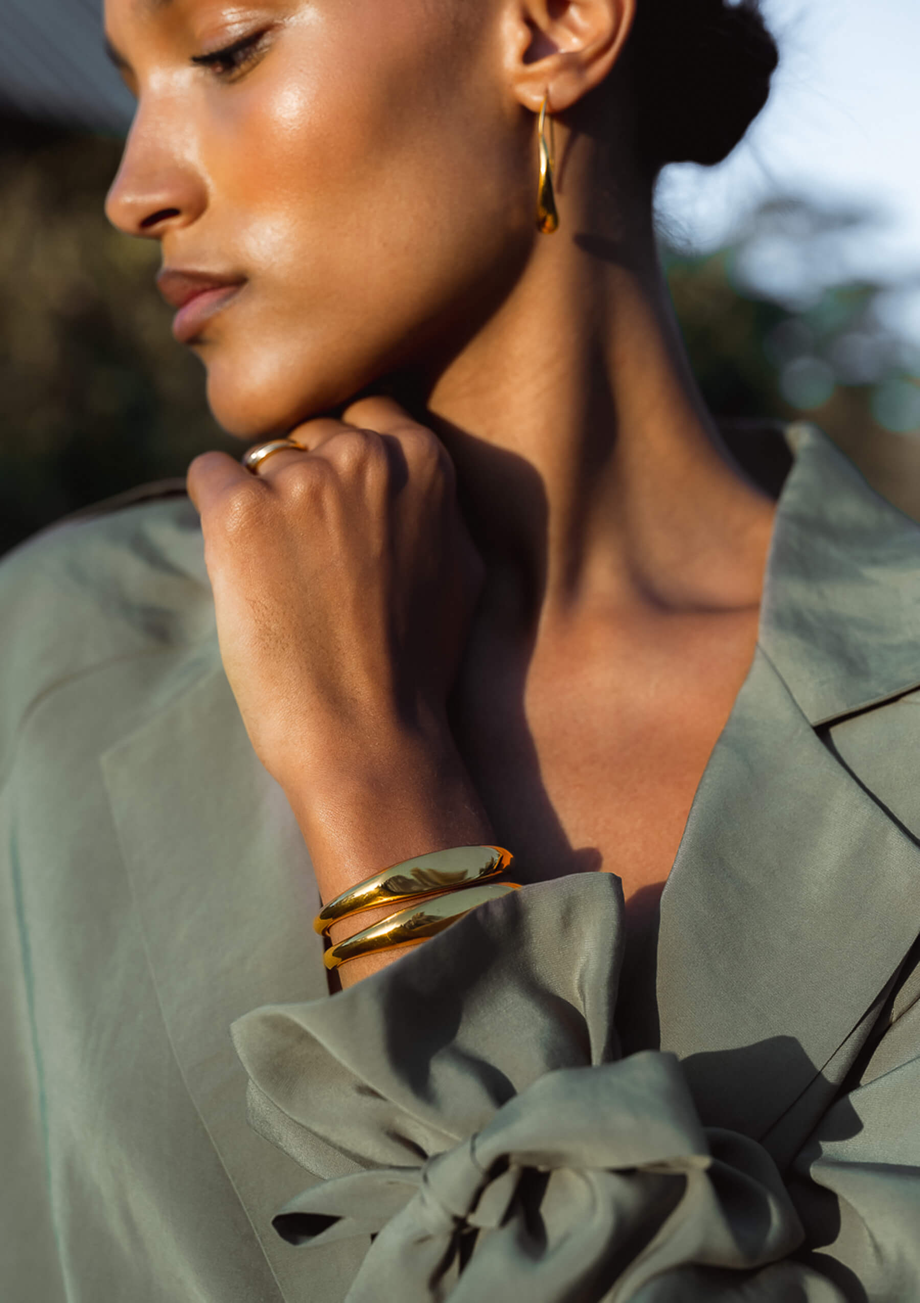 KYLIE CROPPED TRENCH COAT - OLIVE GREEN