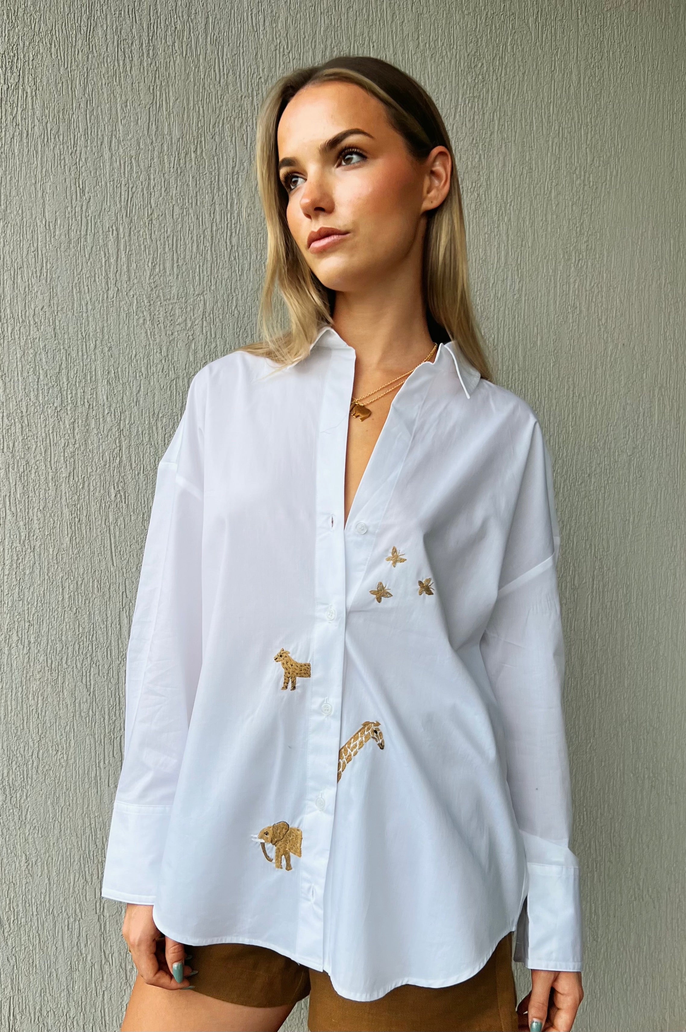 SAVANNAH POPLIN SHIRT - GOLDEN TRIM