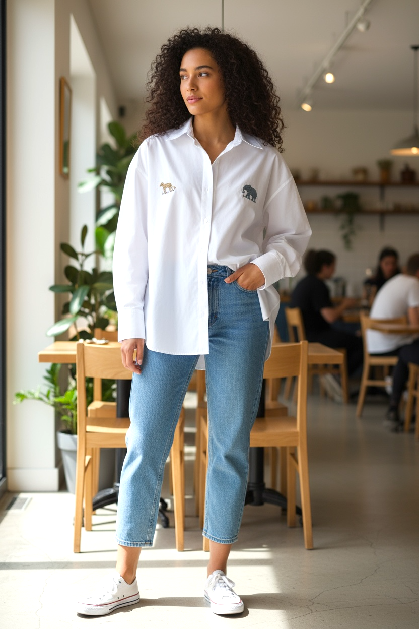 SAVANNAH LOOSE FIT POPLIN SHIRT - WHITE