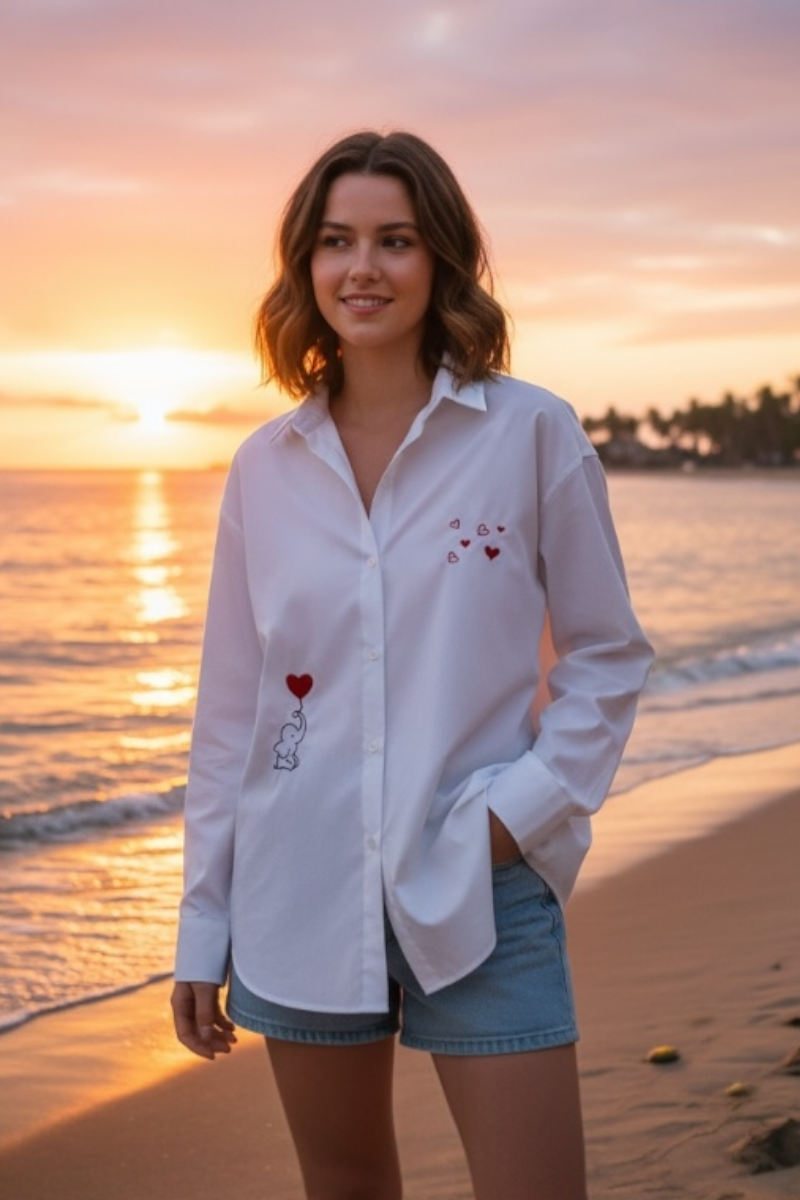 VALENTINE POPLIN SHIRT - WHITE