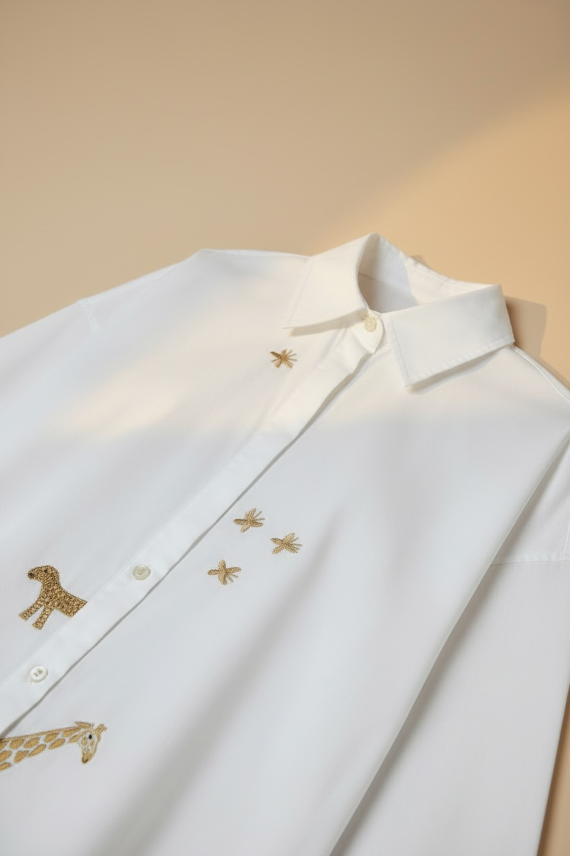 SAVANNAH POPLIN SHIRT - GOLDEN TRIM