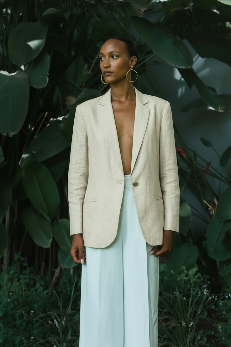JAYLEEN LINEN BLAZER - BEIGE
