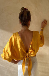 AIDA BACK TIE TOP - MUSTARD YELLOW
