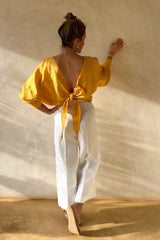 AIDA BACK TIE TOP - MUSTARD YELLOW