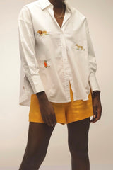 SAVANNAH OVERSIZED POPLIN SHIRT - LION PARROT CHEETAH