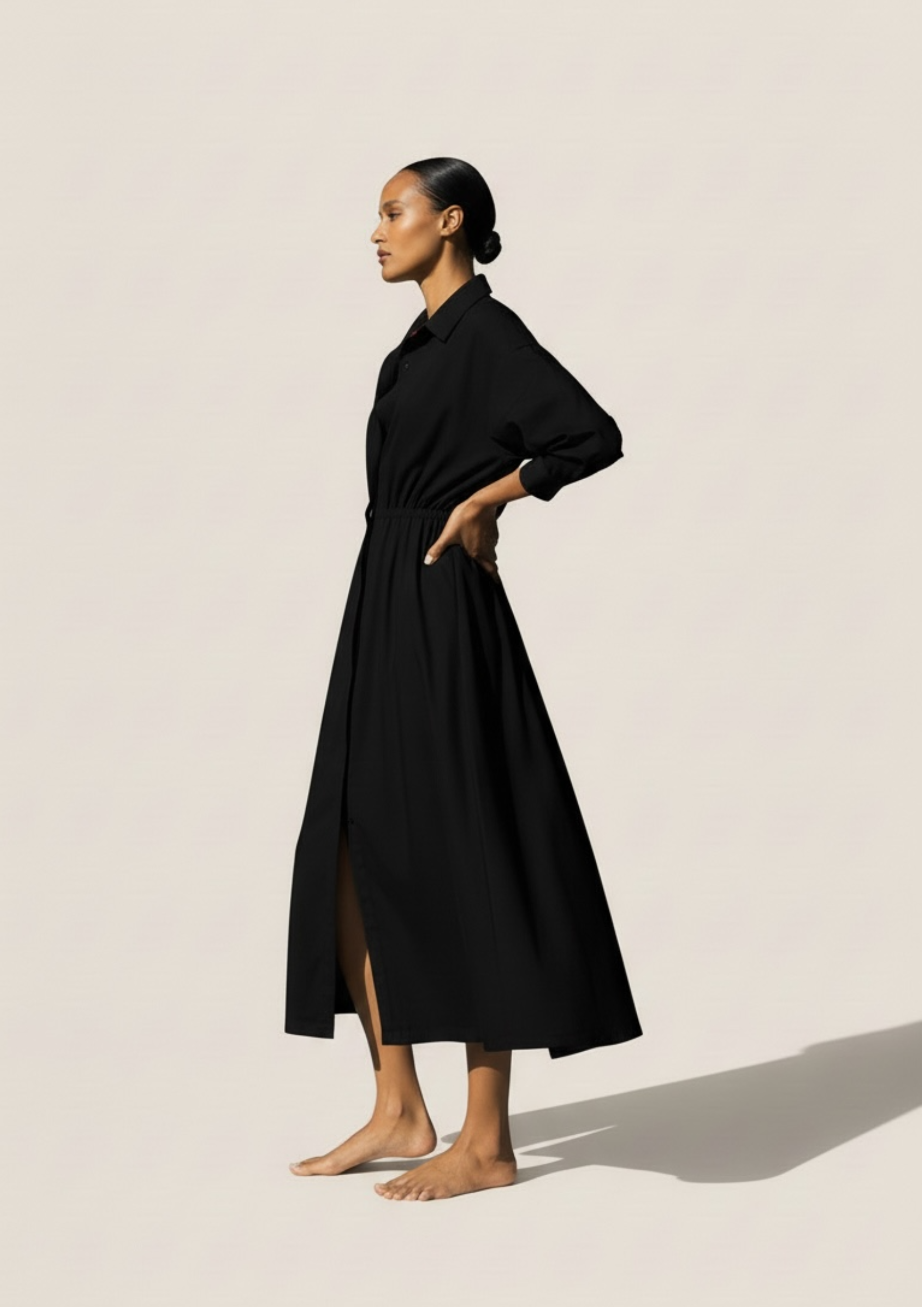 ELLEN POPLIN DRESS - BLACK