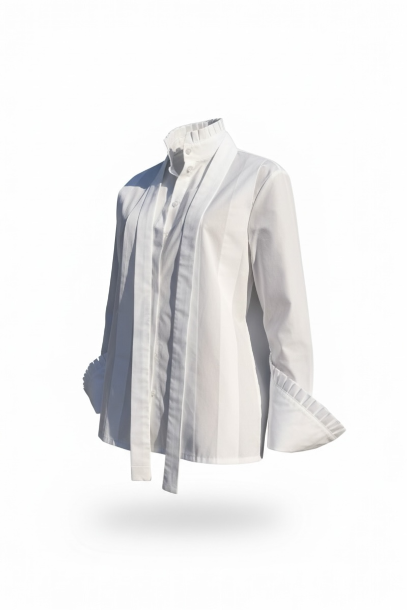 LIZ POPLIN FRILLED SHIRT - WHITE