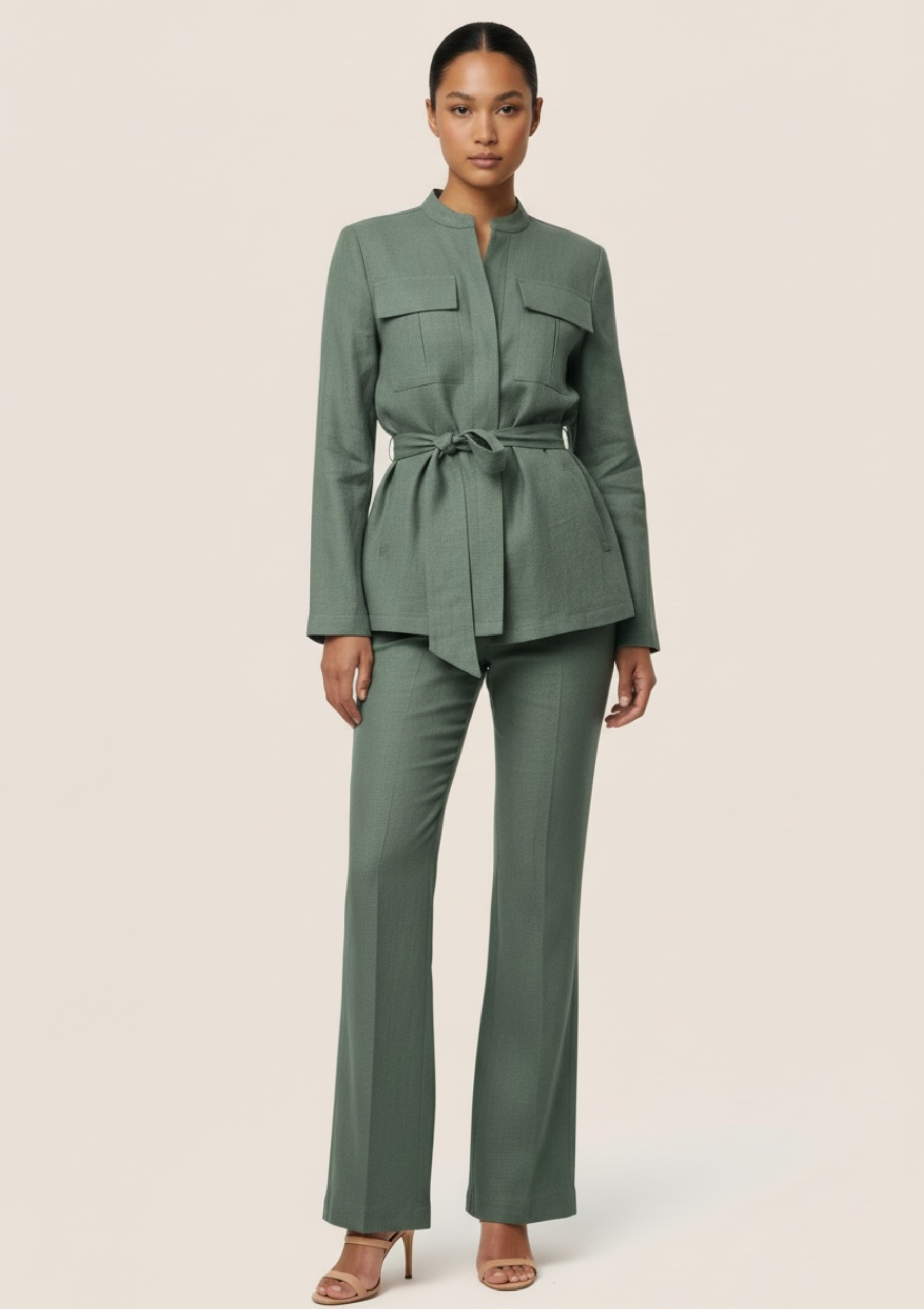 RAISA SAFARI SHIRT JACKET - MOSSY GREEN