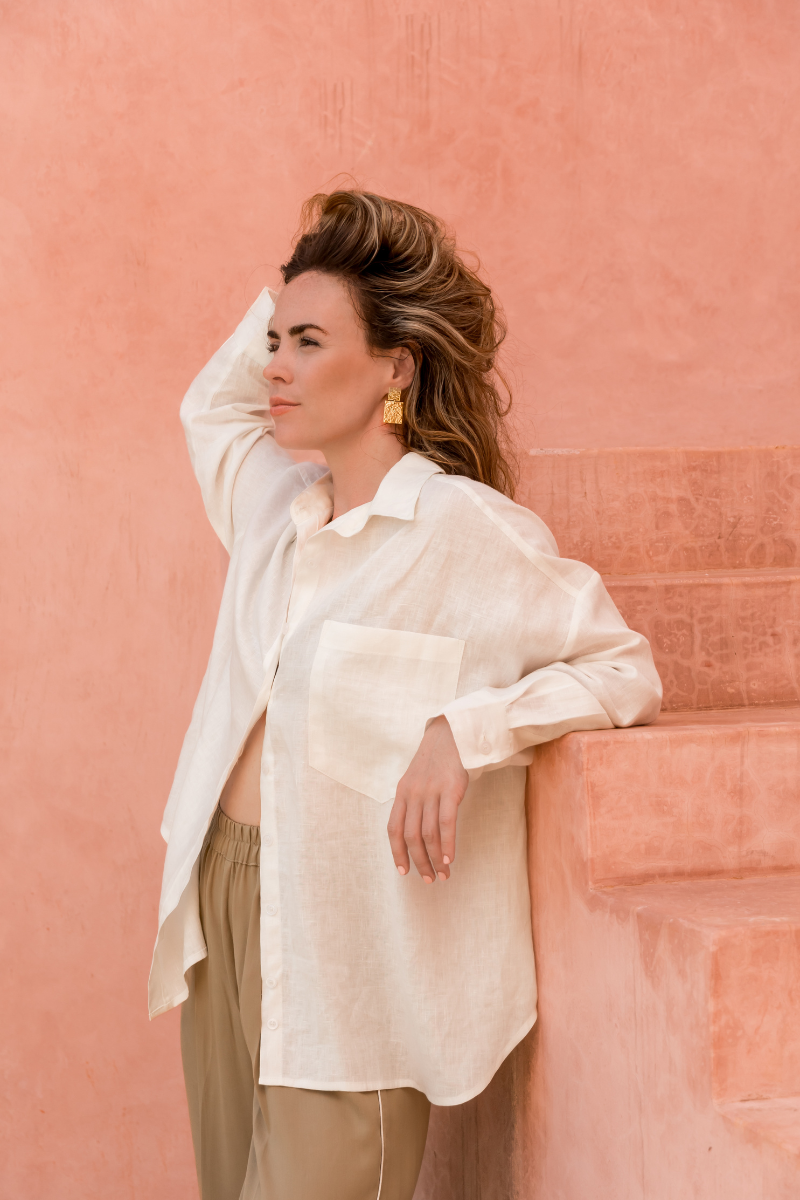 CLAIRE OVERSIZED WHITE LINEN SHIRT