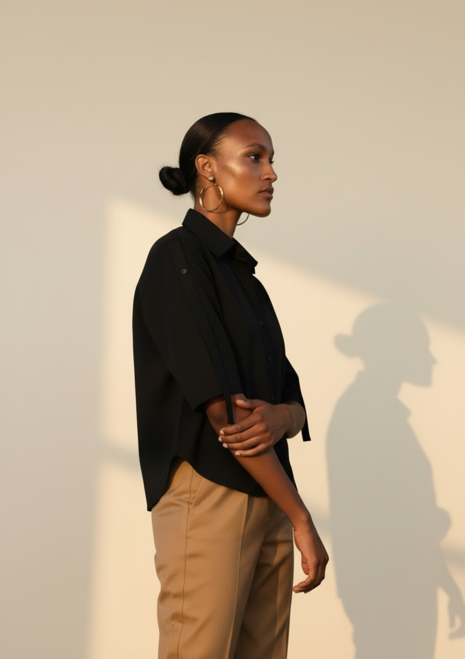 LEA CROPPED POPLIN SHIRT - BLACK