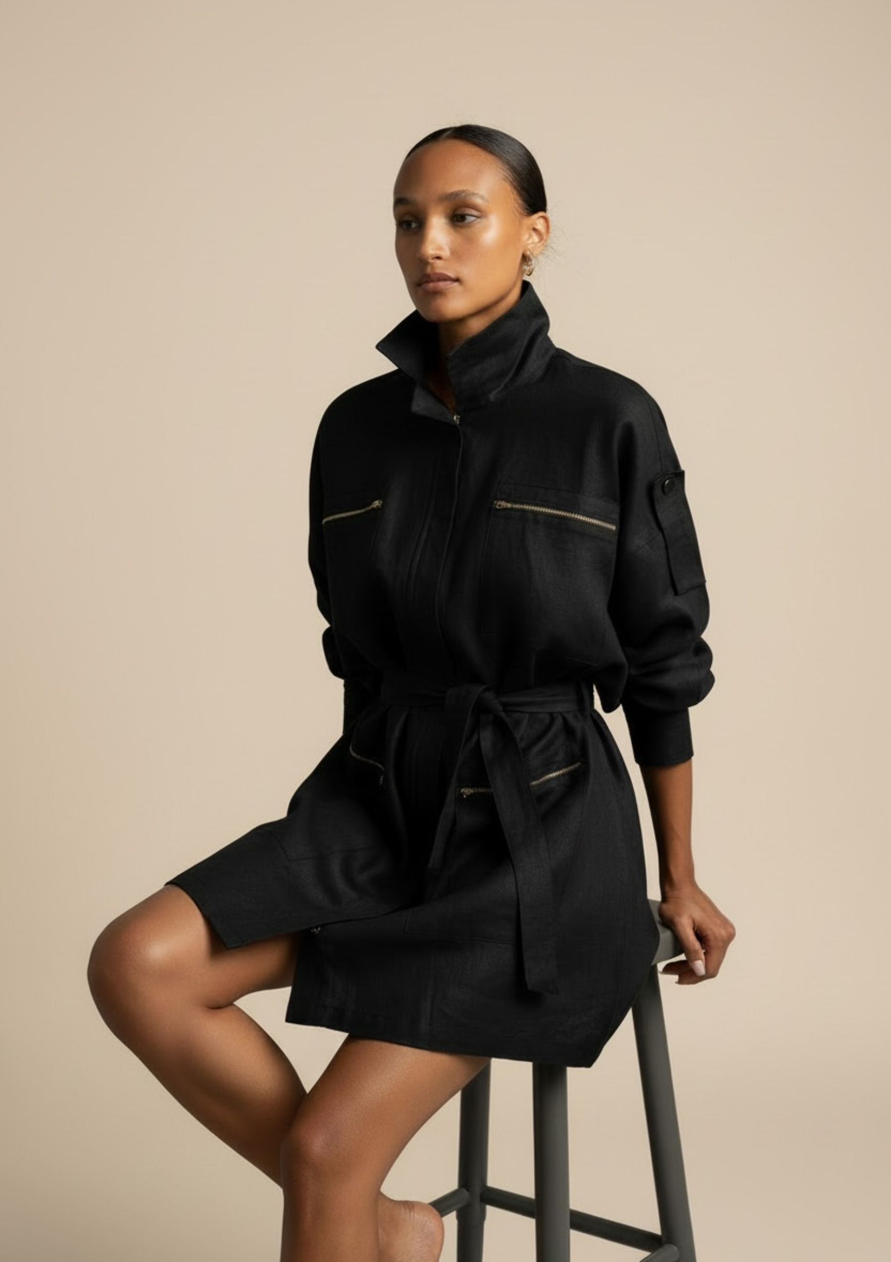 LISA SHIRT DRESS - BLACK