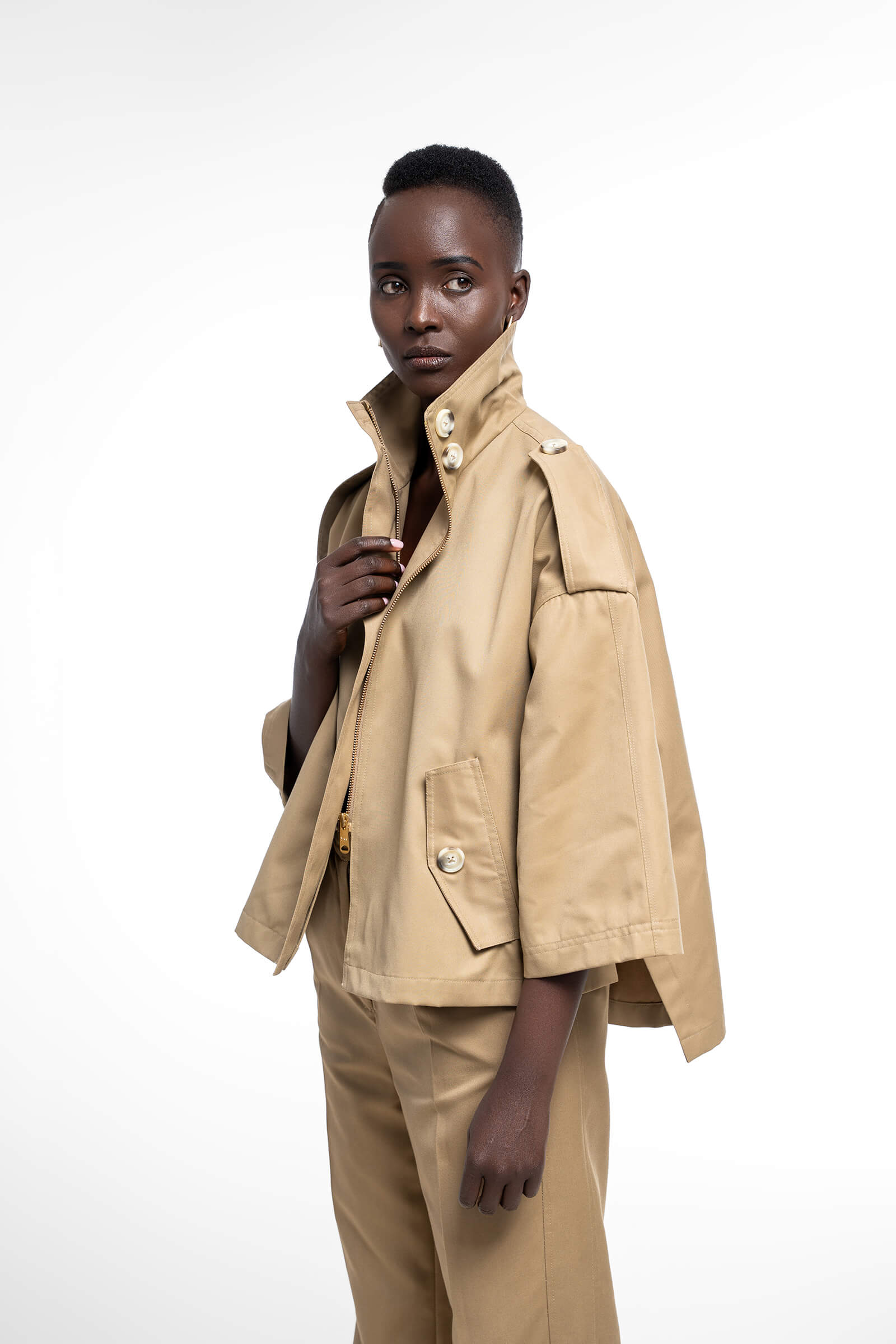 SELINA COTTON JACKET - BEIGE