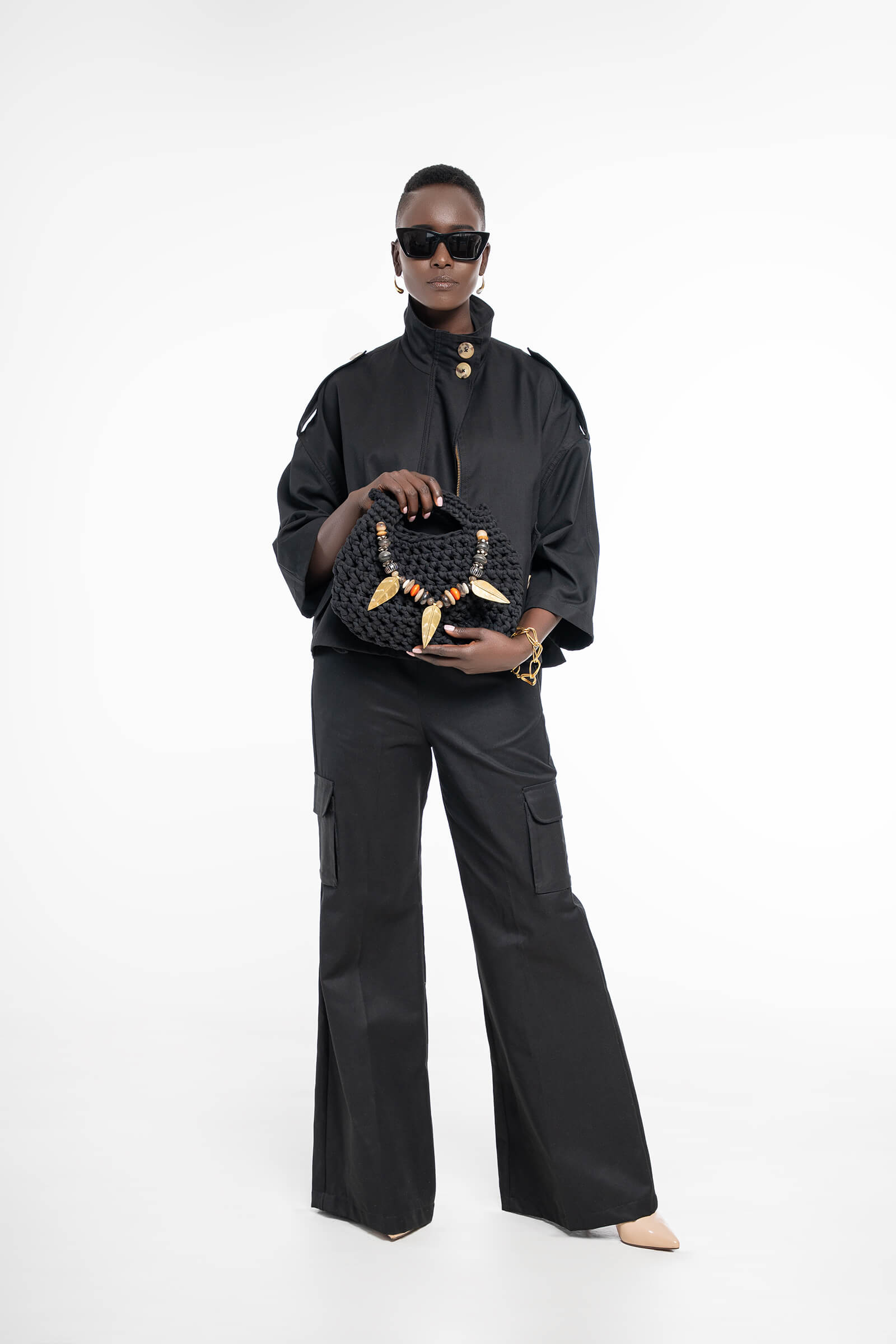 SELINA COTTON JACKET - BLACK