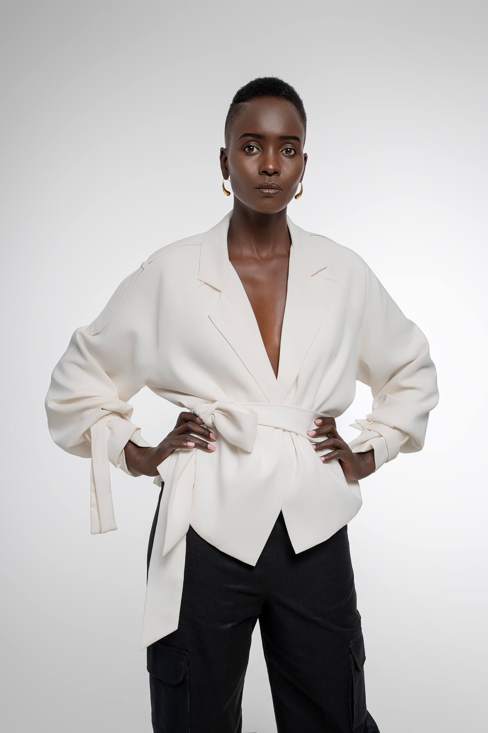 KYLIE CROPPED TRENCH COAT - WHITE
