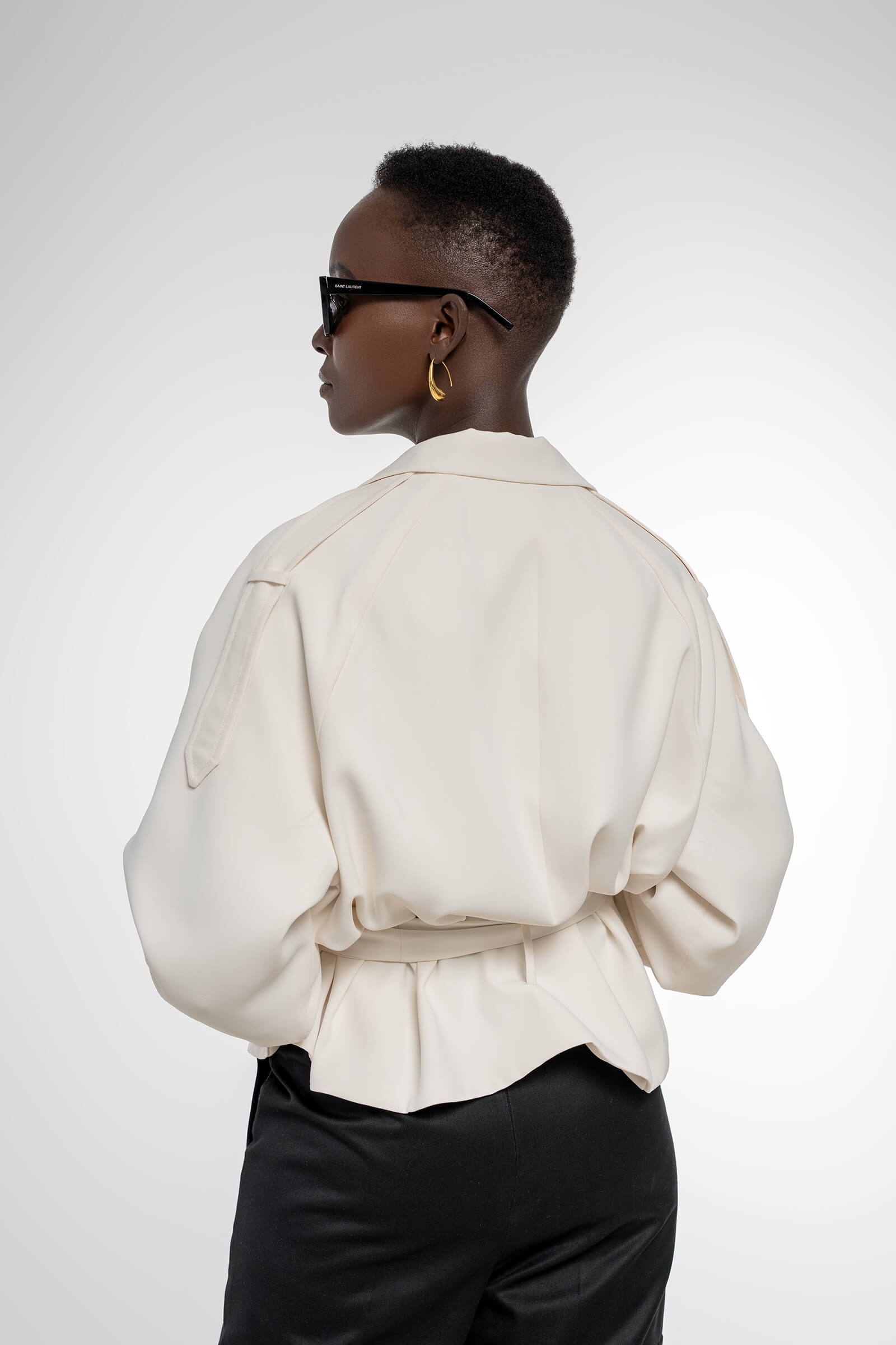 KYLIE CROPPED TRENCH COAT - WHITE