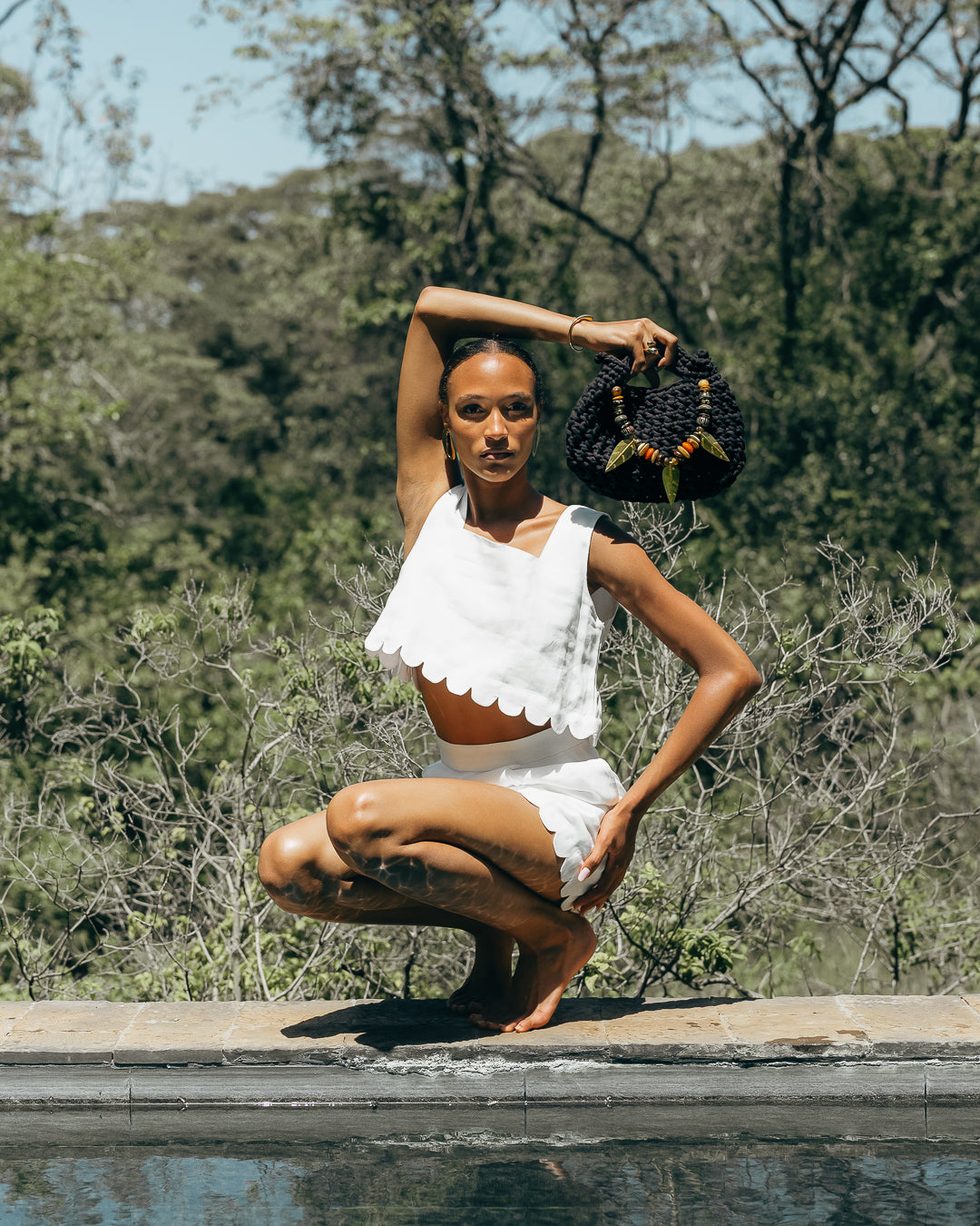 ALBA HAND CROTCHET BAG - BLACK