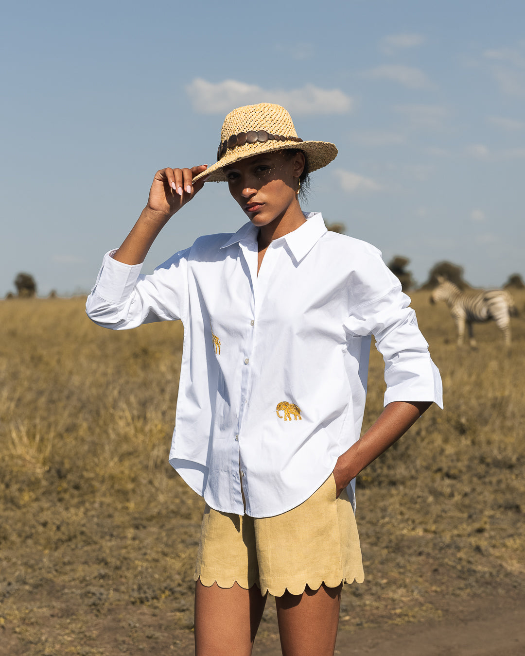 SAVANNAH POPLIN SHIRT - GOLDEN MOTIF