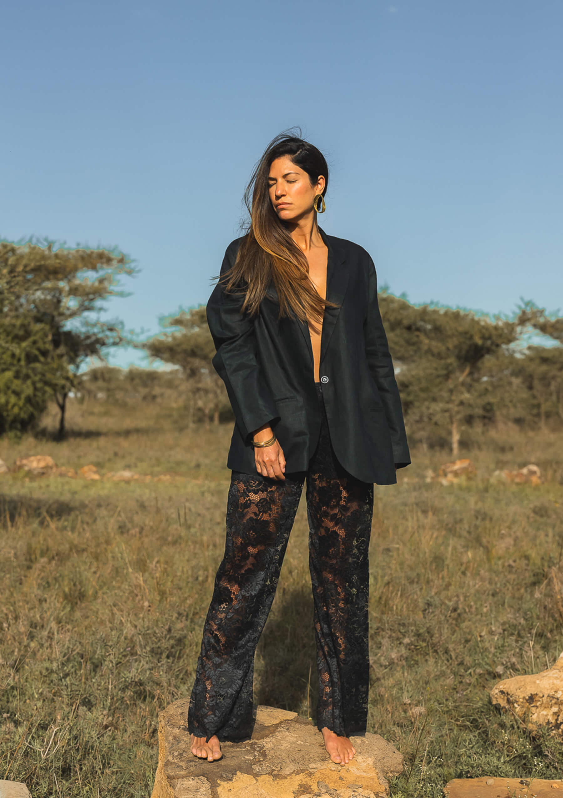 LYRA LACE PANTS - BLACK