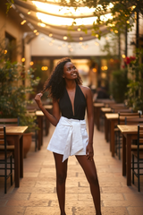 AVA TIE SHORTS - OFF WHITE