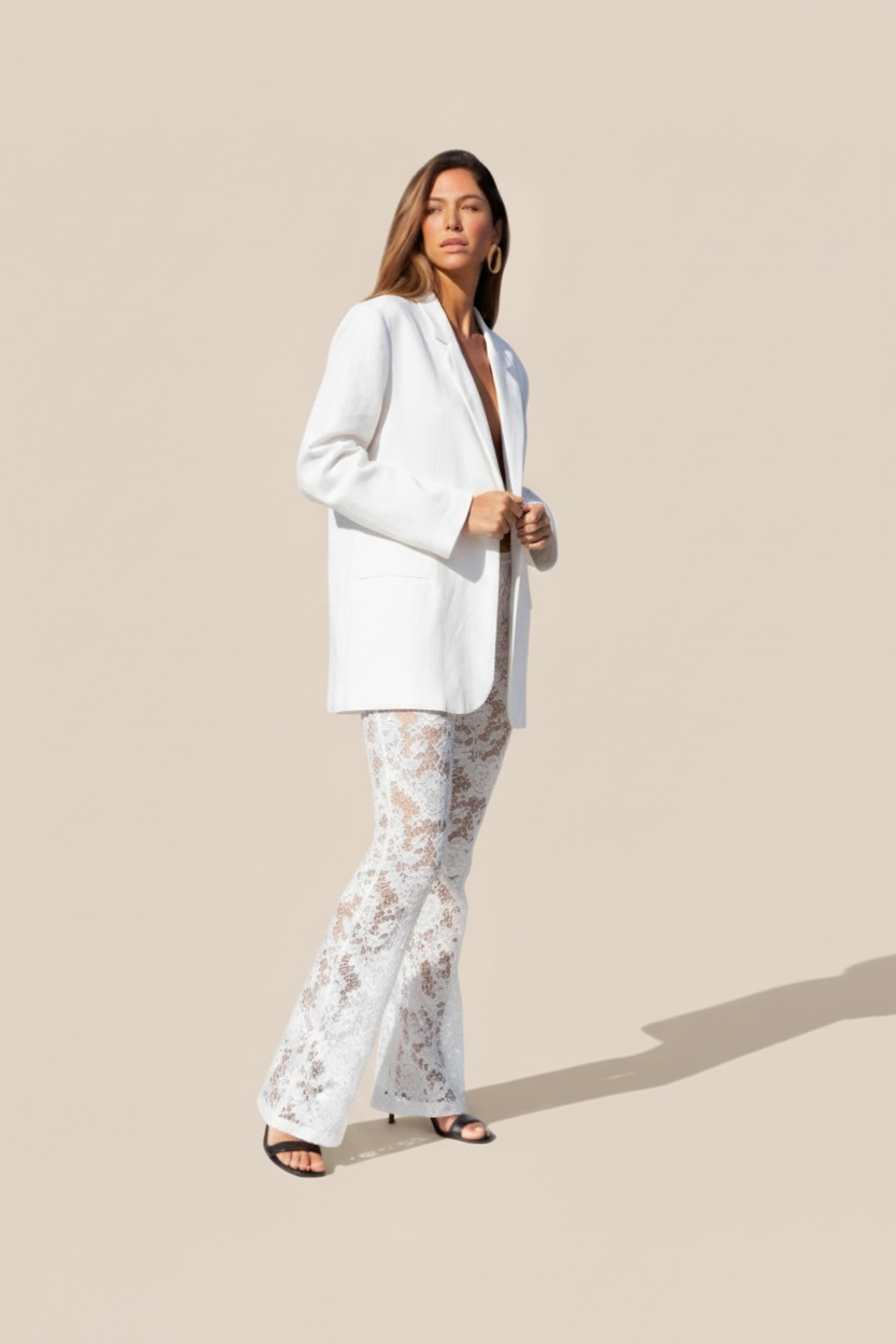 JAYLEEN LINEN BLAZER - WHITE