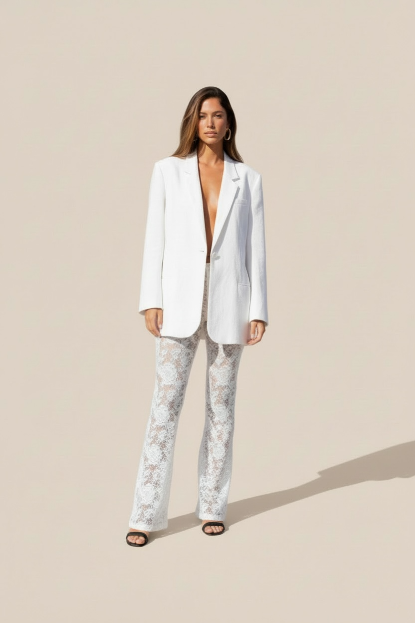 JAYLEEN LINEN BLAZER - WHITE
