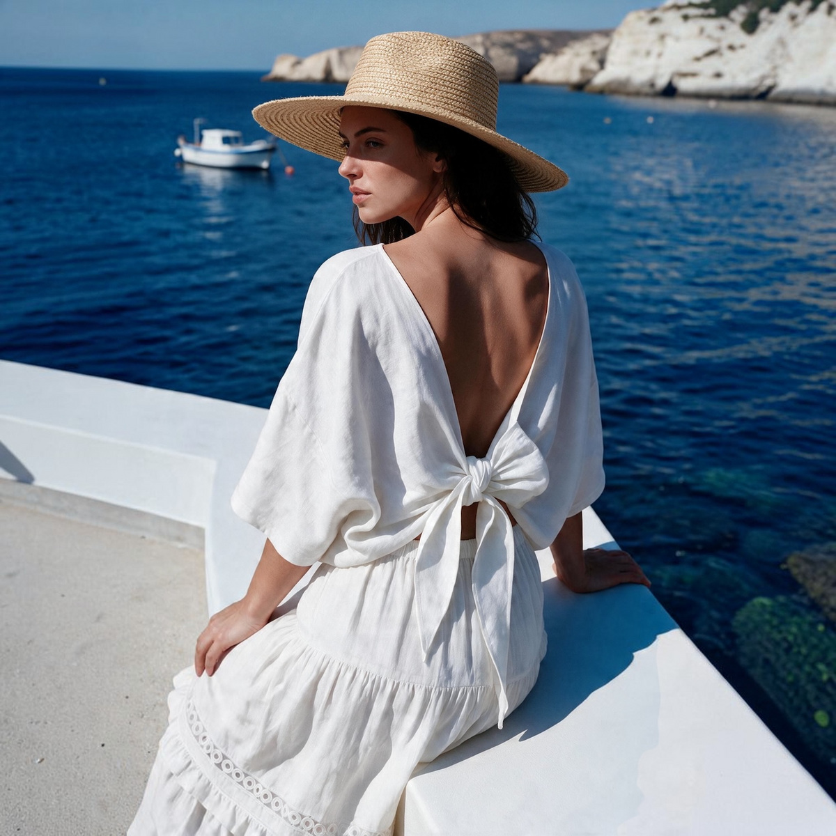 AIDA TIE TOP - WHITE