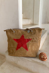 OVERNIGHT BAG RED STAR - BAMBOO