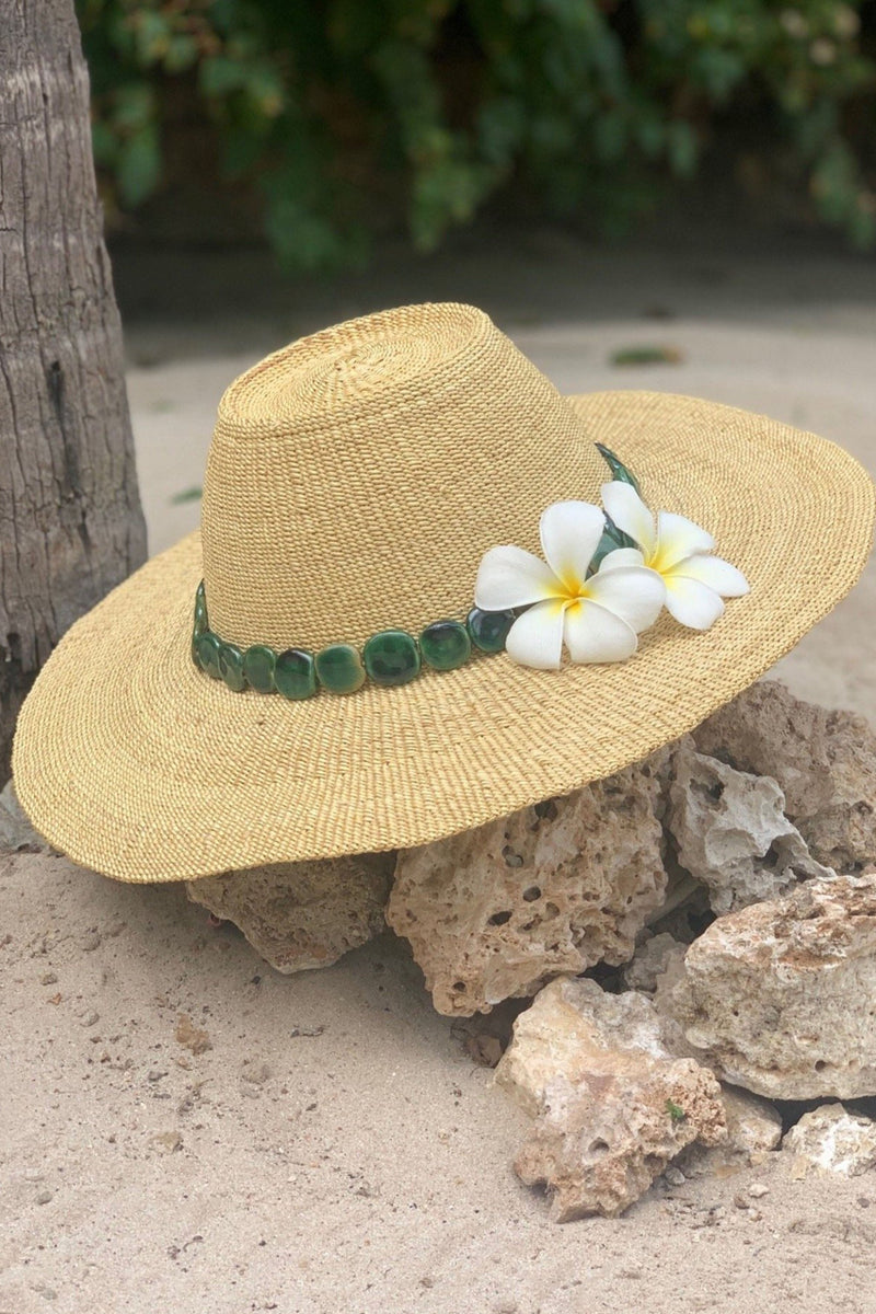 SELENA STRAW HAT - FOREST GREEN