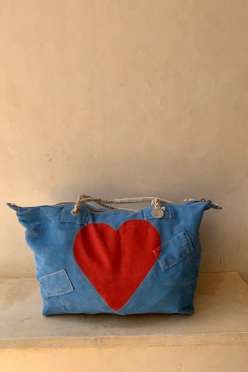 WEEKEND BAG RED HEART - BLUE